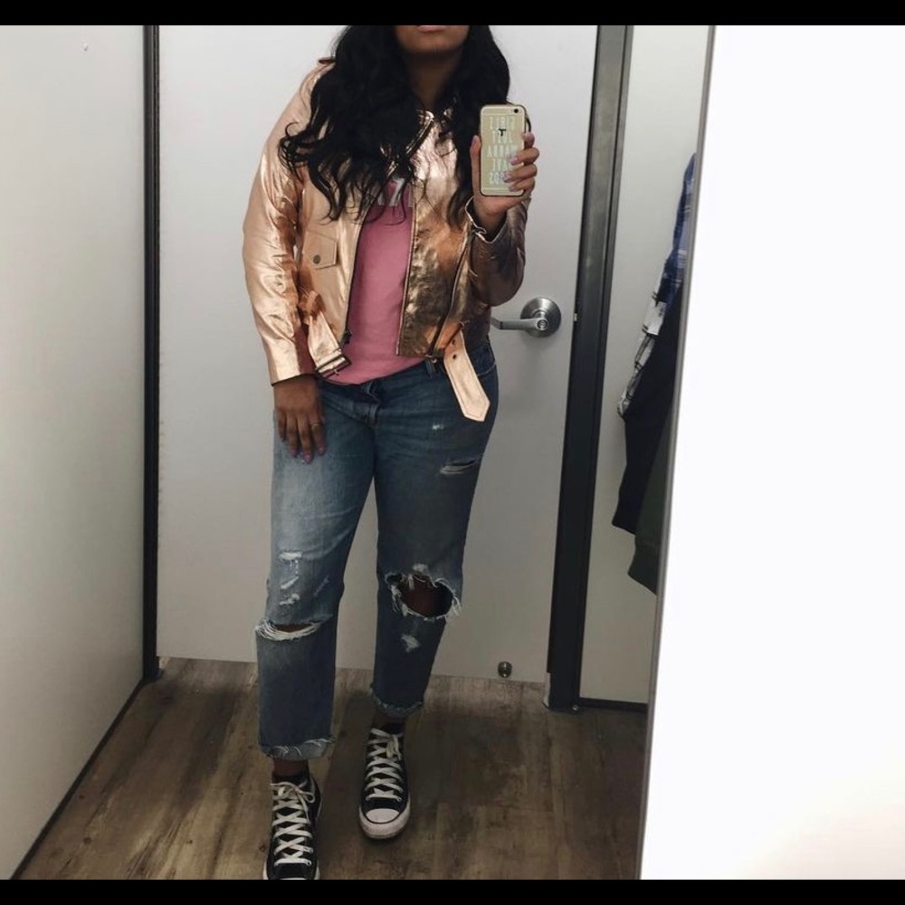 Zara Rose Gold Leather Jacket